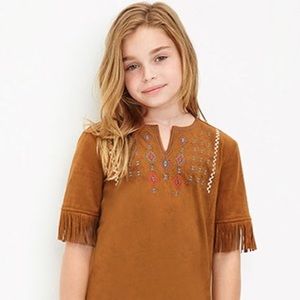 Forever 21 Girls Suede Fringe Dress Size 9/10 NWT